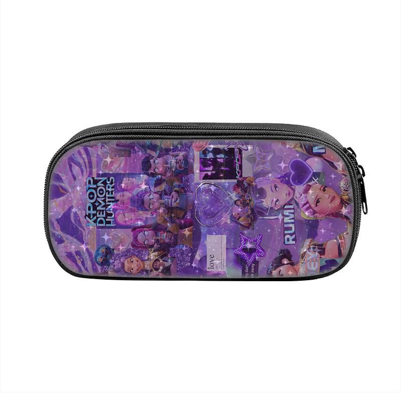 Kpop Demon Hunters Portable Pencil Pouch Nylon Storage Case For Kids And Teens