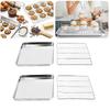 Stainless Steel 4pcs Baking Tray Rack Bbq Roaster Oven Cooling Rack Square Sheet