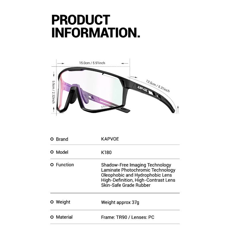 New Model Outdoor Photochromic Cycling Sunglasses Men Women MTB Glasses UV400 Protection Bicycle Eyewear Sports Hiking Road Bike Professional Goggles
