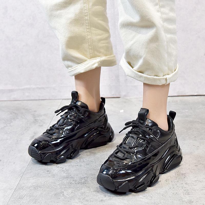 chunky platform black trainers