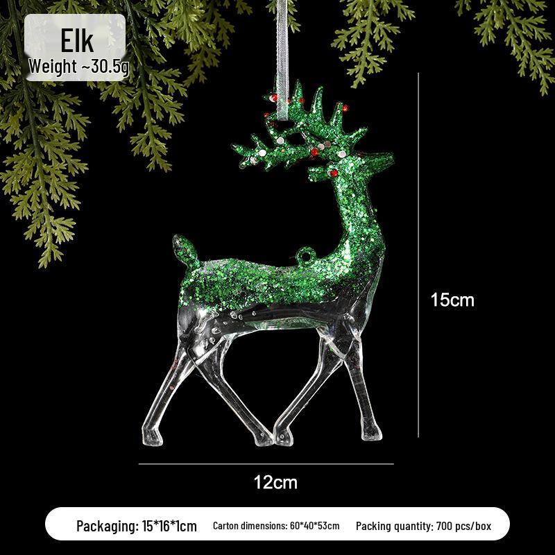Green Elk & Snowflake Christmas Tree Decorations - Ornaments for a Festive Atmosphere