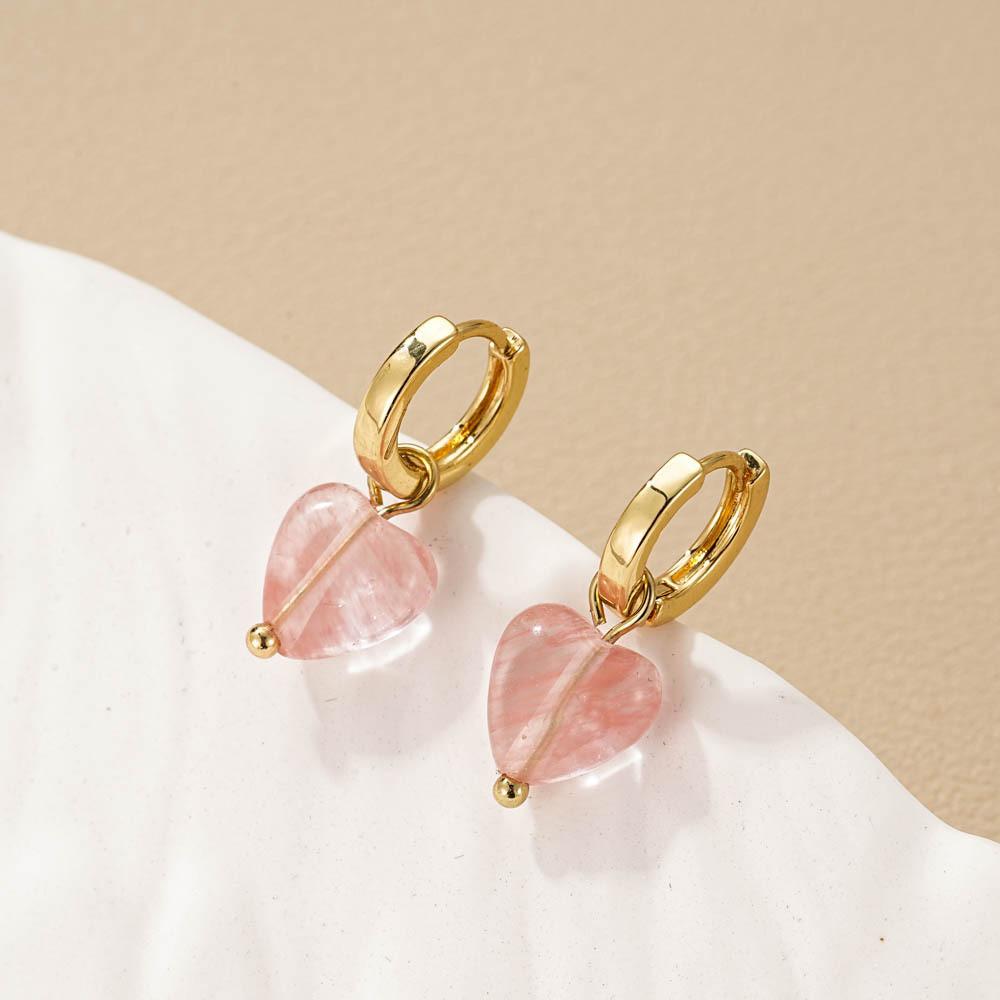 Stylish Heart Pink Crystal Earrings For Women Creative Jewelry Fashion
