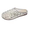Spring Baotou Slippers for Women Round Head Sequin Cloth Mesh Breathable Soft Sole Anti-slip Wear-resistant Flat Shoes