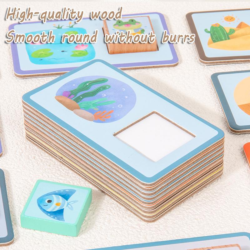 Baby Animals Matching Game Montessori Wooden Toys Thinking Logice Trainting Shape Cognition Education Parish Classroom Material