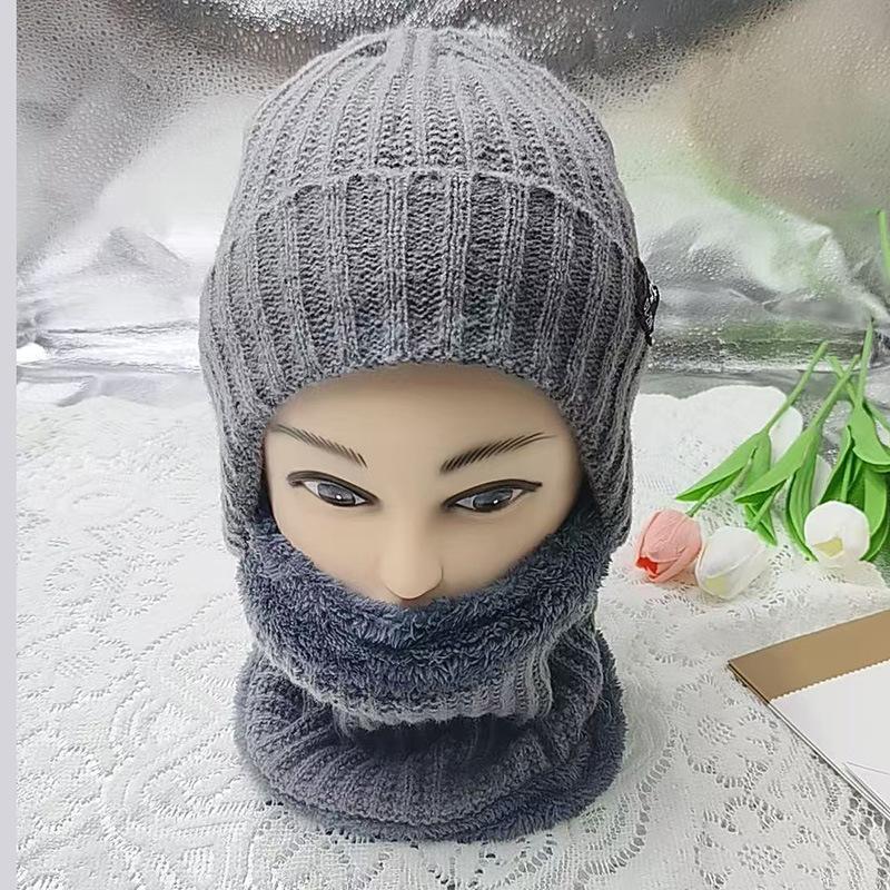 Wool hat men's autumn and winter velvet knitted hat women's tide pullover hat scarf set ear protection warm hat