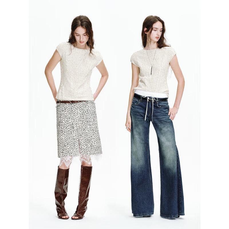 Women s Cotton-Linen Blend Short Sleeve Knitted Top S