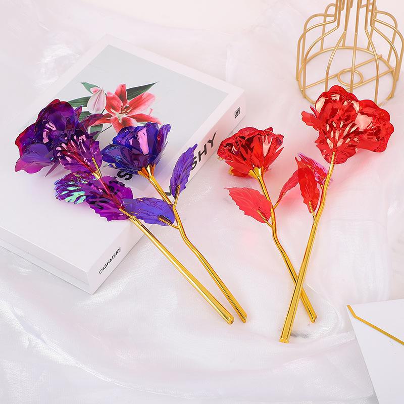 Colorful Gold Foil Rose Bouquet: Decorative Floral Gift for Mother's Day, Qixi, Valentine's Day, and Photo Props