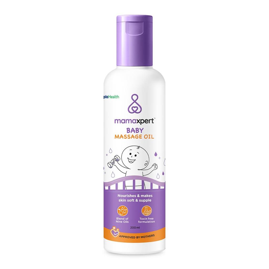 Cipla Health Mamaxpert Baby Massage Oil 200ml Pack of 1 for Gentle Nourishing Skin Care