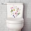 Toilet Lid Sticker Strong Stickiness PVC Waterproof Easy-peel Flower Theme Toilet Seat Decal Restroom Art Decoration