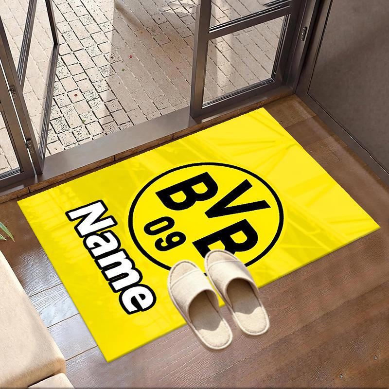 Custom Name Personalized Borussia Dortmund Print Carpet, Versatile Home Decor Rug, for Playroom, Apartment, Balcony, Entryway, Hallway Gift