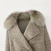 OFTBUY Winter Women Coat Real Fox Fur Double-faced Woolen Mid-length Thick Warm Turn-down Collar Jacket Casual Office Lady Daily Overwears