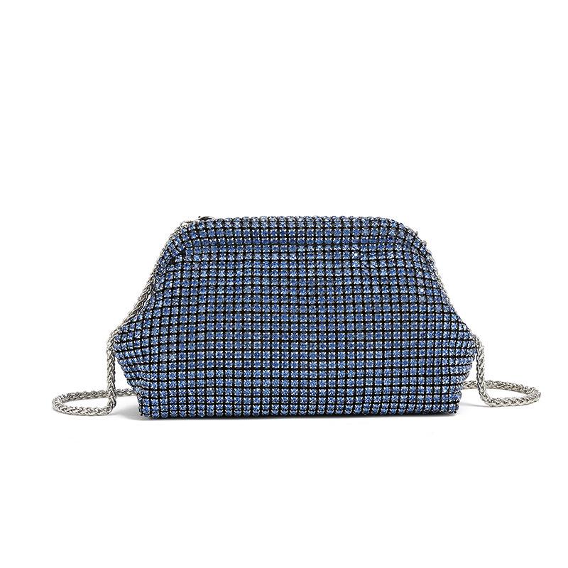 Cloud Bag: Women's Rhinestone Evening Clutch with Shoulder Chain, Shell-Shaped Crossbody.