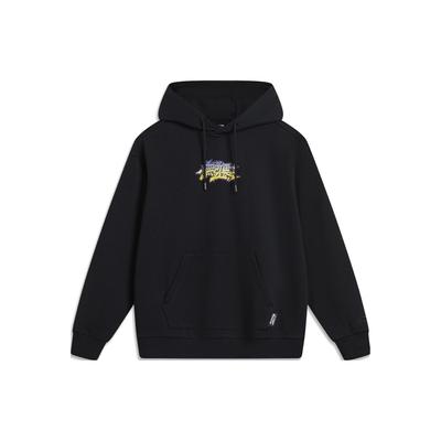 Li Ning X OG Slick Collaboration Solid Color Hooded Sweatshirt Unisex Sweatshirt Black AWDT443-6