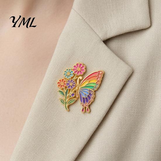 Butterfly Lapel Pin Enamel Flower Brooch Pin, Floral Badge for Accessories Women, Inscet Shaped Coats Sweaters Scarves Women