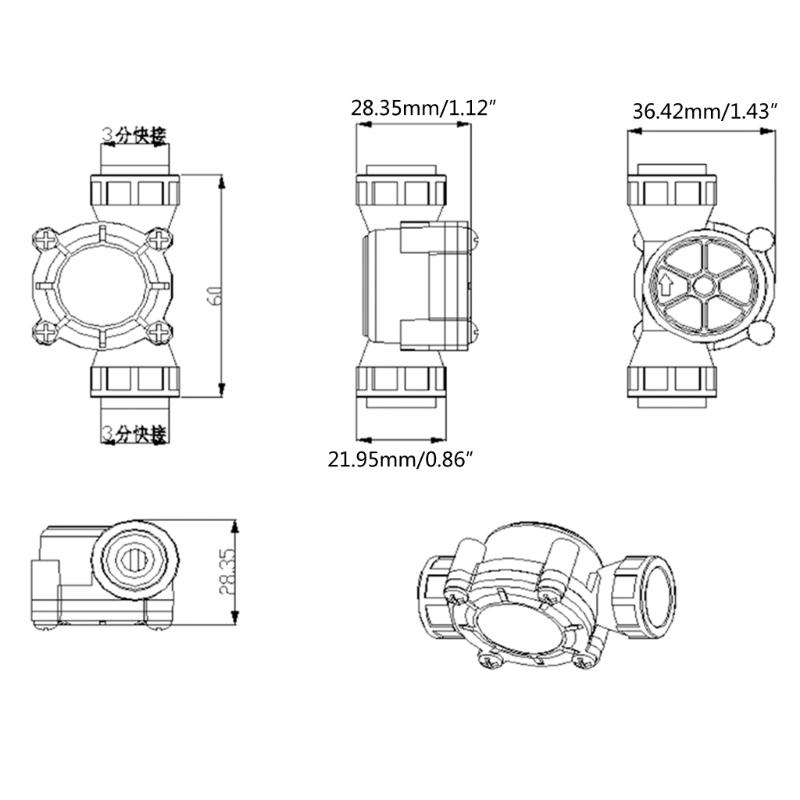 DN10 Water Flow External Thread Water Sensor Liquid Flowmeter Water Fluidmeter for Water Heater