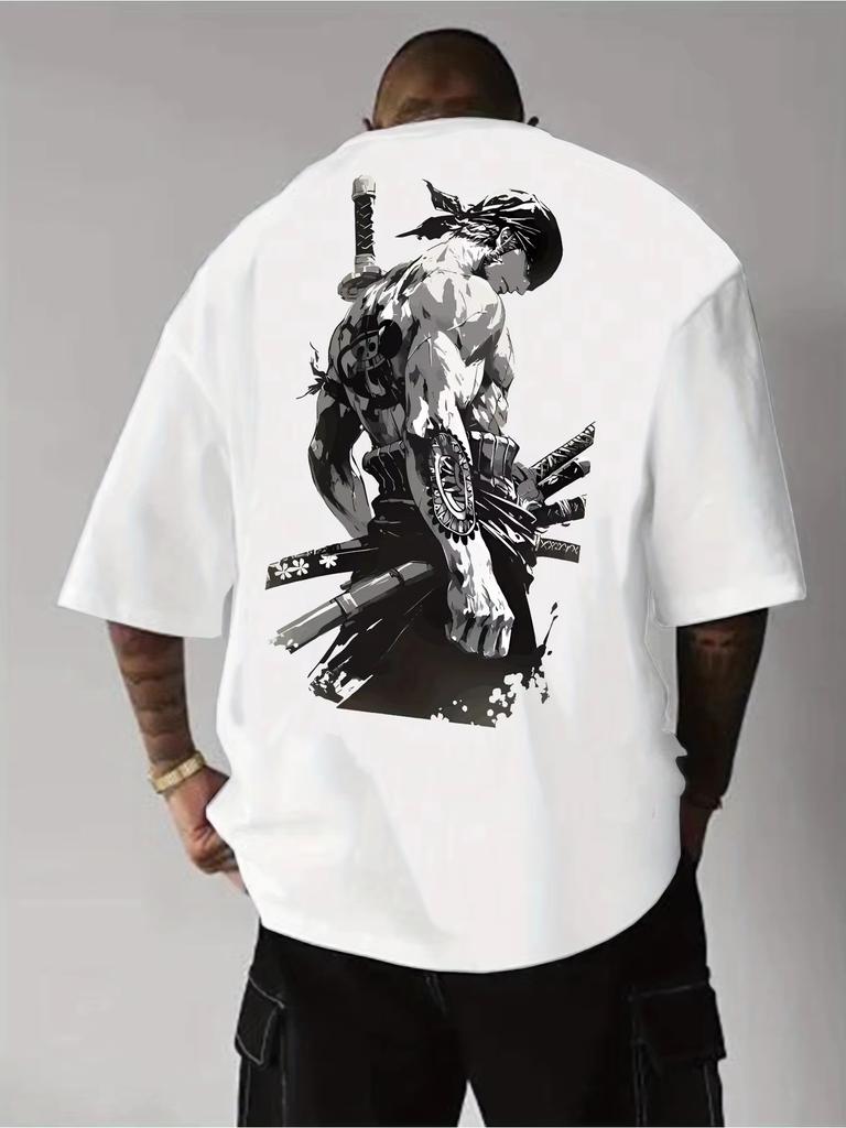 Anime ONE PIECE Zoro Harajuku Sommer T-Shirt Herren Baumwolle Fitness Vintage Streetwear Oversized Damen Lässig Kurze Ärmel Oberteil