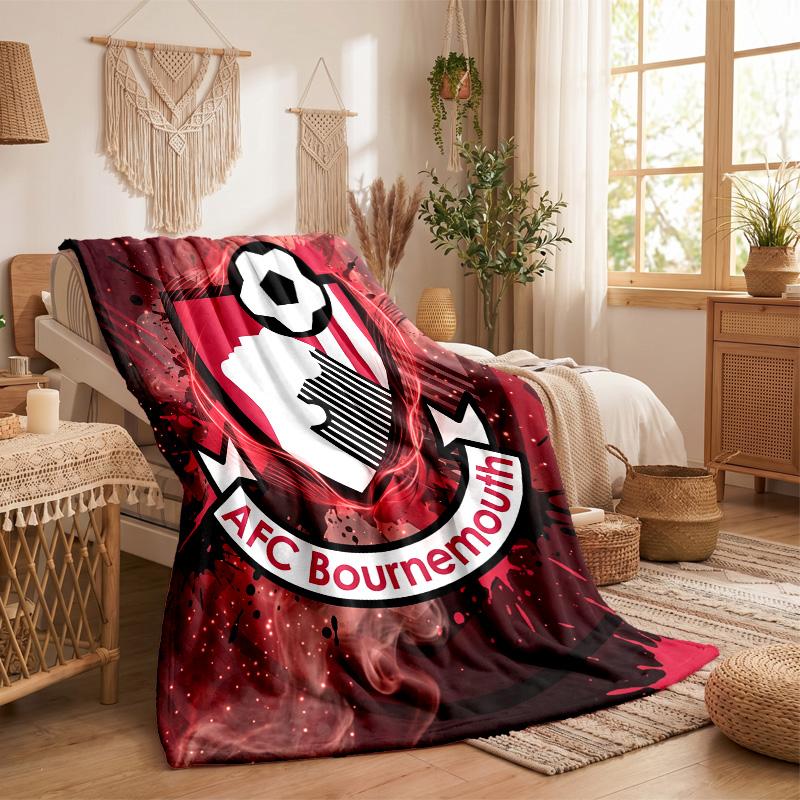Bournemouth Football Print Flannel Blanket Soft Warm Sofa Bed Throw Blanket For Home Office Bedroom