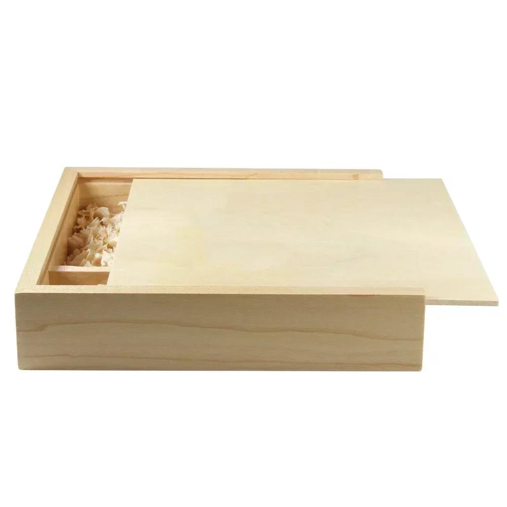

1PCS Walnut Maple Wood Storage Box Photography Wedding Gift Album Jewelry USB Box Natural Unfinished Wooden Case 16.9X16.9X3.5cm Blank without logo