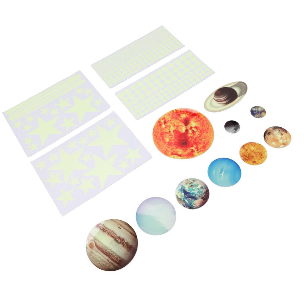 14pcs Glowing Planets Wall Stickers Glow in The Dark Star Solar System Decal for Children Bedroom Nursery Mini Solar