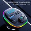 Transmetteur FM sans fil PD 18 W, kit mains libres Bluetooth 5.0 pour voiture, double port USB, chargeur rapide, modulateur radio, lecteur MP3, prise en charge de la carte TF