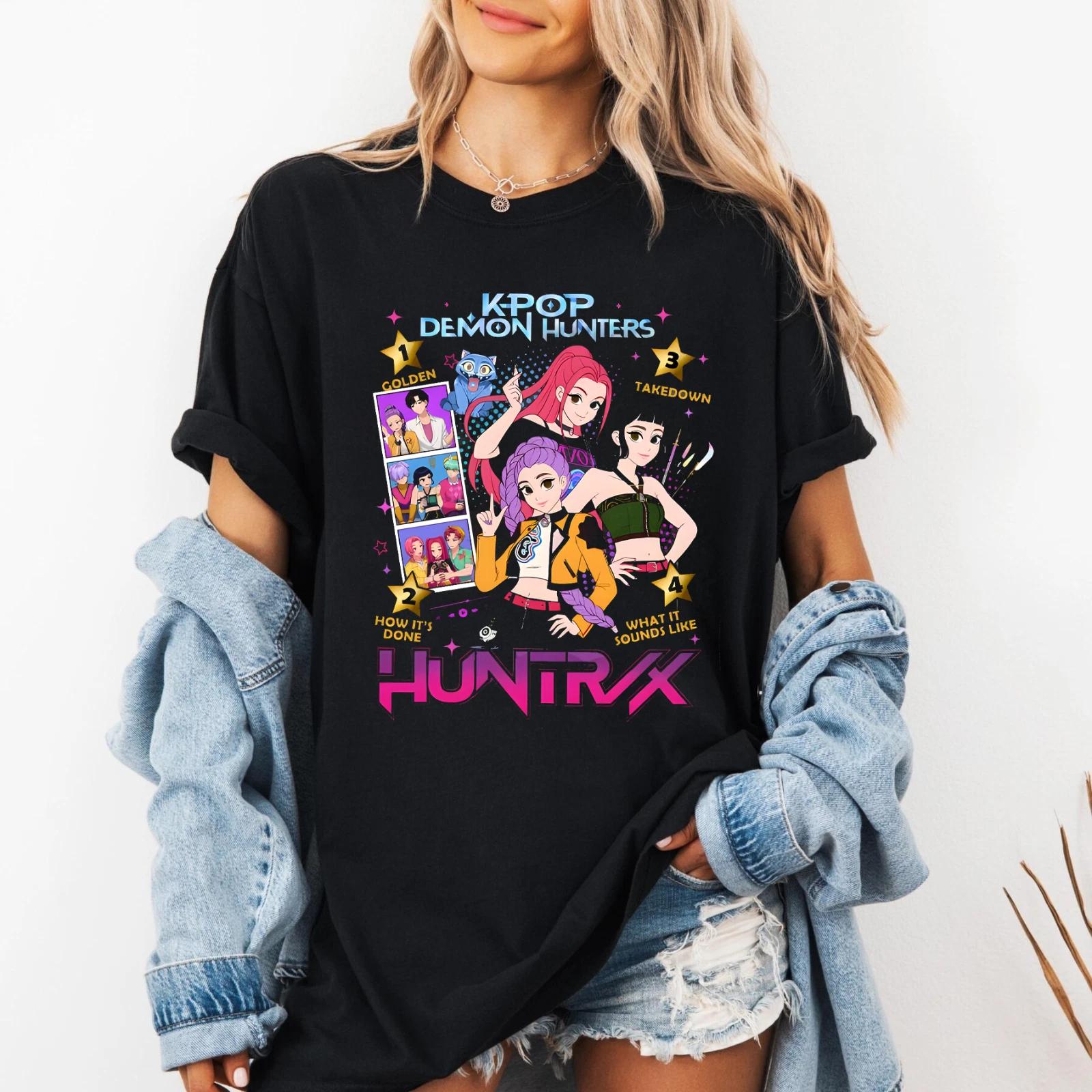 

Kpop Demon Hunters T- Shirt Huntrix Girls Tee Mira Rumi Joey Shirt T-shirt Clothing Short Sleeve Men Women All-season 3XL