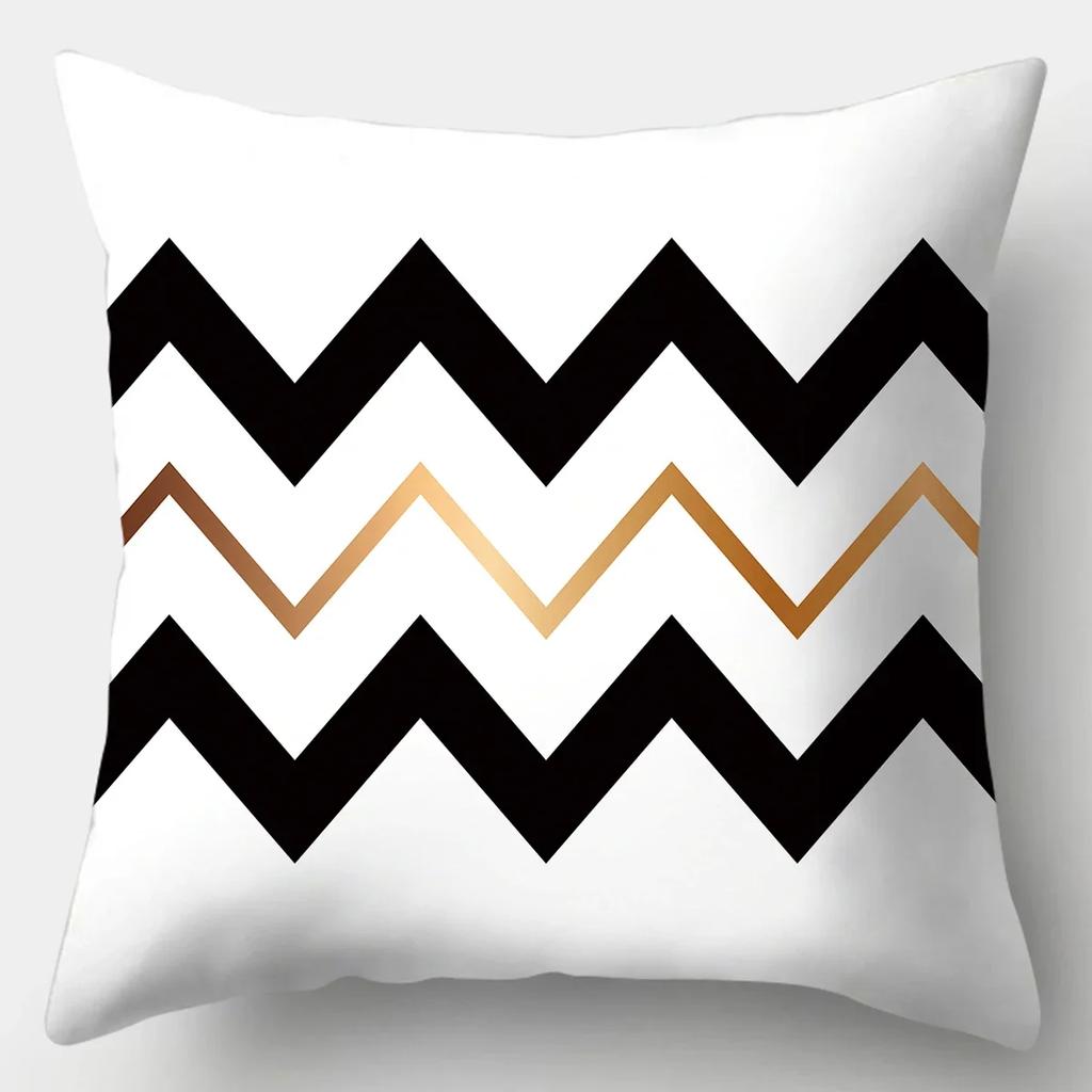 Black White Modern Style Cushion Cover 45x45cm Polyester Decorative Pillow Cover Living Room Bedroom Sofa Bed Pillow Case