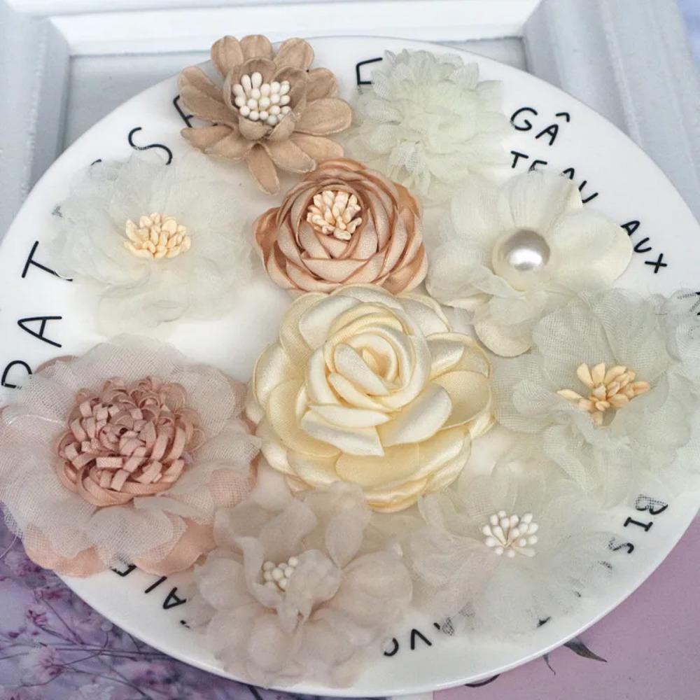 10Pcs/Set Mix Fabric Flowers Simulation Flower Head Decoration Flowers For DIY Accessories