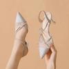 Fashion 2025 Women's Sandals Diamond Thin Heels Ladies Shoes Rhinestones Stiletto Pointed Toe for Party and Weddings Premium Low Price