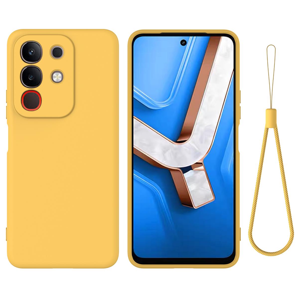 

For vivo Y31 Pro 5G Liquid Silicone Case Phone Back Cover with Hand Strap