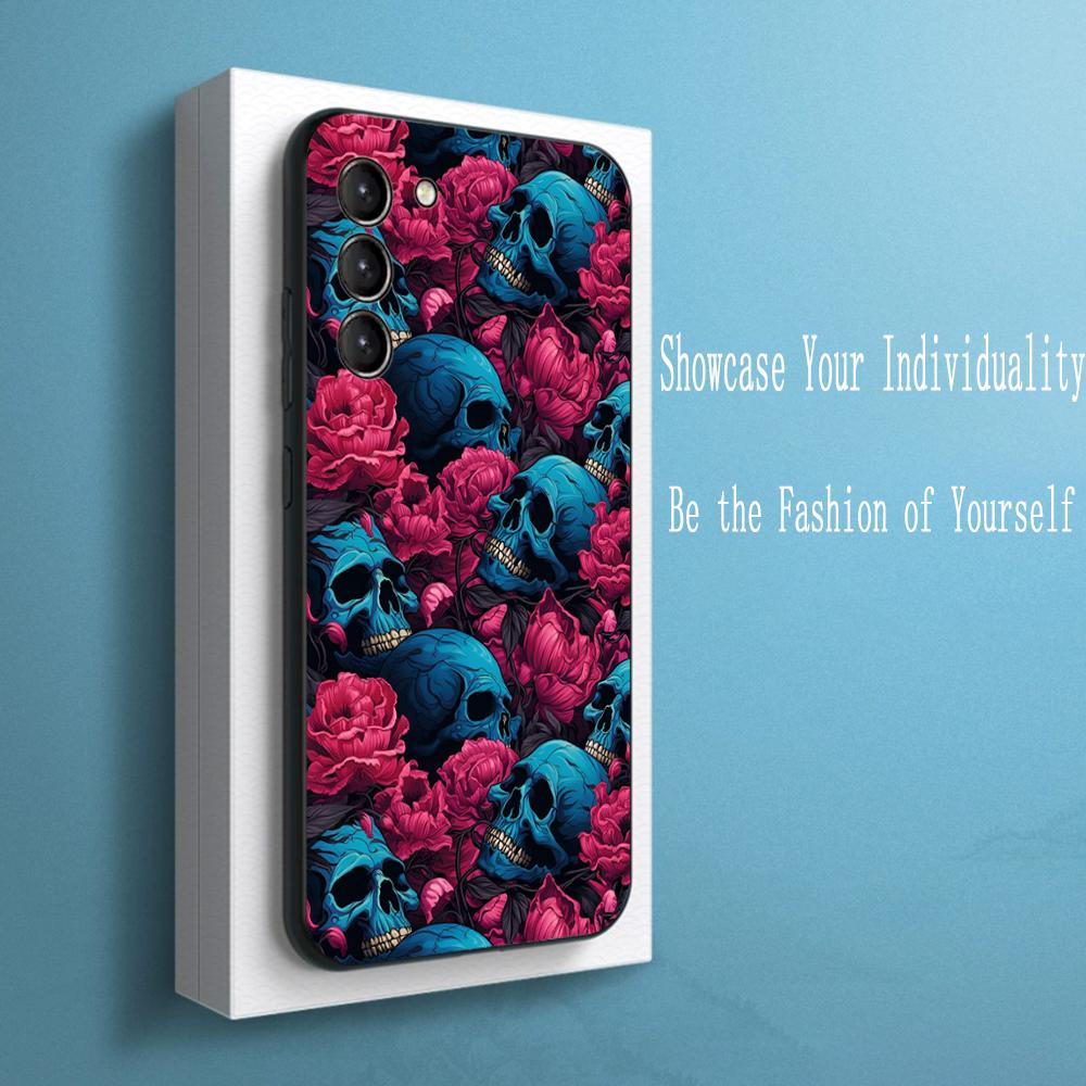 American skull retro fashion design Phone Case For Samsung Galaxy S25 S24 S23 S22 S21 S20 Plus Ultra Note20 Soft Black