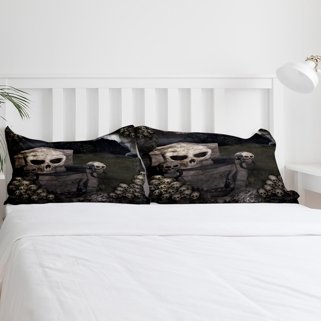 Forest Skull Stone Chair Bedding Set 3pcs Boys Girls Duvet Cover Pillowcase Kids Adult Quilt Cover Double Bed Set Home Textile