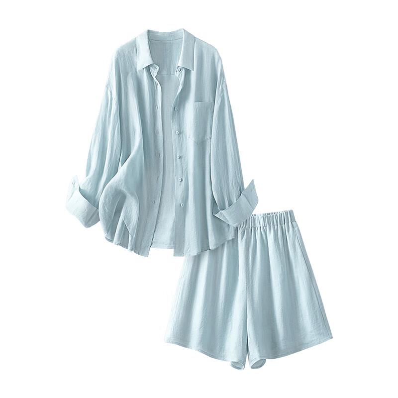 Sisboche Women s Long-Sleeve Shirt & Shorts Set S