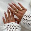 2025 New Vintage Punk Metal Rings Set for Women Aesthetics Jewelry Gift Gold Silver Color Irregular Geometric Knuckle Joint Ring Opening Jewelry