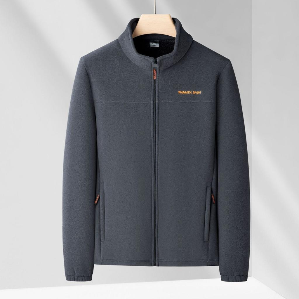 Fuzzy Sherpa Jacket for Men Casual Full Zip Stand Collar Fall Winter Warm Outwear Polar Fleece Jackets Men's Outdoor Hiking Soft Coat With Pockets