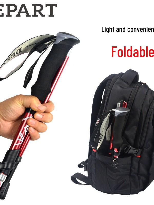 

Ultra-light Aluminum Alloy Telescopic Trekking Poles - Folding Hiking, Walking, and Mountaineering Sticks Red 130cm