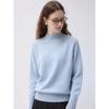 Basic House Women's Autumn 100% Wool Semi-High Neck Loose Knit Sweater