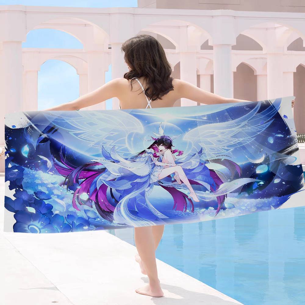 Genshin Impact Columbina Bath Towel Microfiber Soft Water Absorbing Breathable For Girl Kids Decorative Cartoon Beach Towel