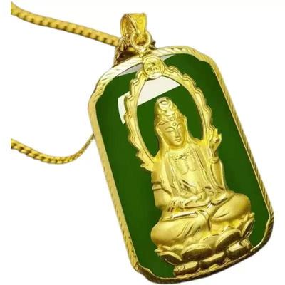 Vergoldete Guanyin Bodhisattva Halskette - Unisex Segensanhänger für Influencer