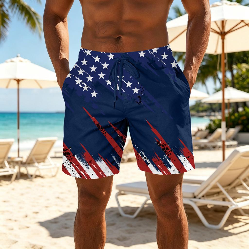 Men’s Printed Casual Athletic Shorts with Adjustable Drawstring Waist Relaxed Fit Lightweight Shorts for Daily Wear and Sports Activities