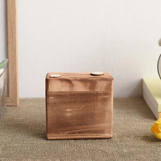 Holz-Kamera-Aufbewahrungsbox Rustikaler Retro-Kamera-Form-Behälter mit Schiebdeckel DIY Handgemachtes Kamera-Modell Spielzeug Dekoration