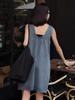 Retro French Sleeveless Backless Denim Dress - 2026 Women's Summer Loose Slimming Short Skirt