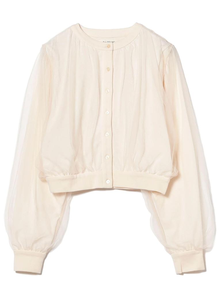 Ray Beams Long Sleeve Tulle Layered IVORY FREE Women's T-Shirt, Cardigan,