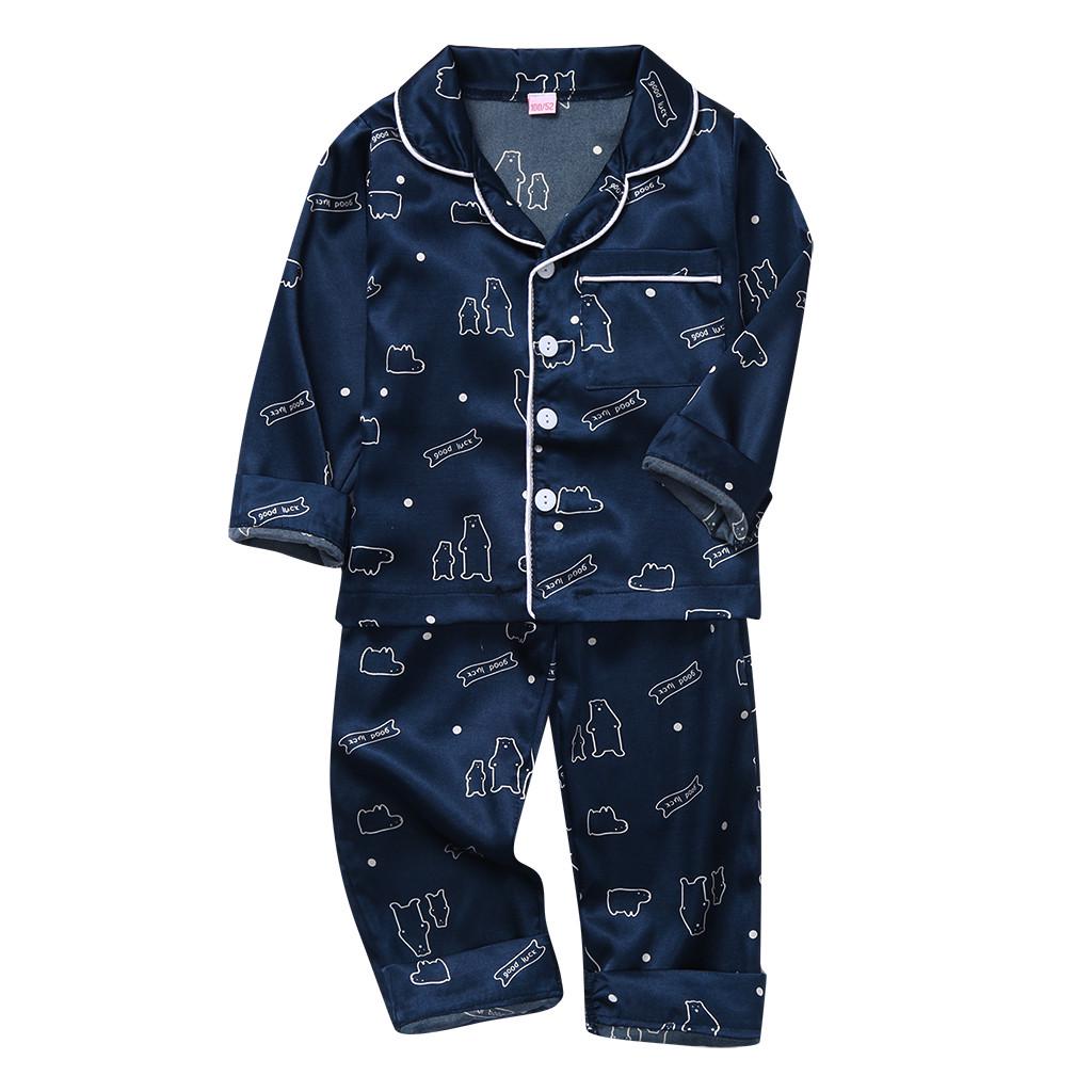 Toddler Kids Baby Boys Girls Cartoon  Tops+Pants Pajamas Sleepwear Outfits