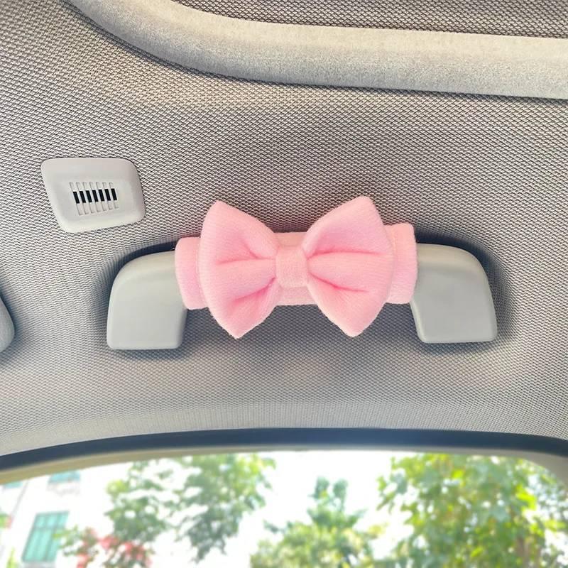 

Car Roof Handle Protective Cover Cute Car Decoration Butterfly Bow Roof Armrest Cover pink