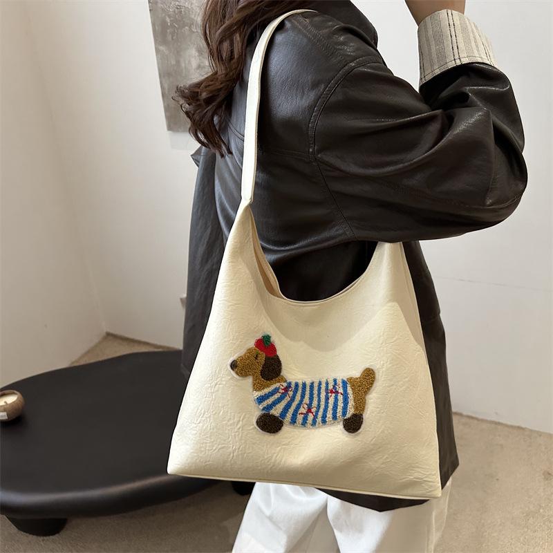 Tote Bag Season Large Capacity Simple Fashion Shoulder Bag Cartoon Puppy Women'S Bag