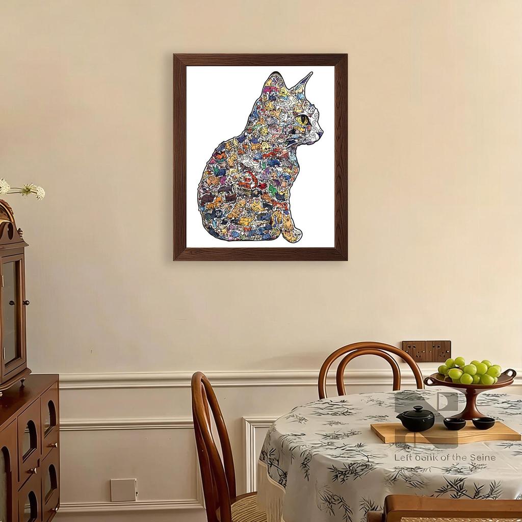 Wacocetoy Irregular Shape Cat Jigsaw Puzzle for Adults - Challenging Wooden Puzzle & Money Box