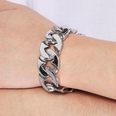 Massive Solid Stainless Steel Jewelry Bracelet for Men 24MM Width Curb Cuban Link Chain Man Men's Bracelets Fathers Day Gifts