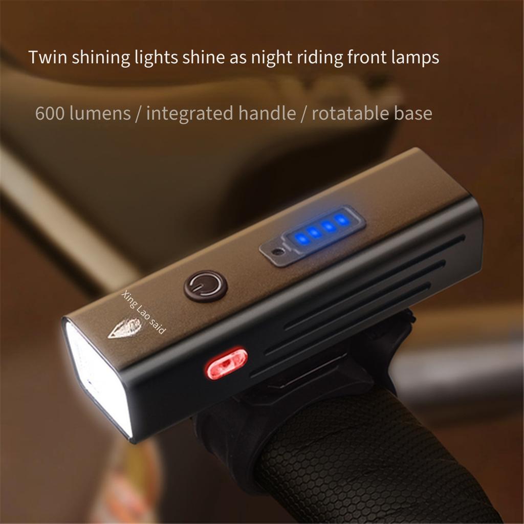 USB Rechargeable Bike Front Light, Aluminum Alloy Bright Flashlight, Waterproof Quick Release Bicycle Headlight for Mountain Road Night Cycling