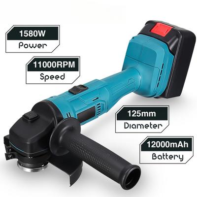 1580W Cordless Angle Grinder 11000rpm Li Battery Electric Polishing Cutting Machine Power Tools For 18V Battery 125mm