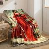 Flowing Red Dress with Dynamic Fabric Accents and Dual Swords. for All Seasons Blanket Lunch Break Throw Gift